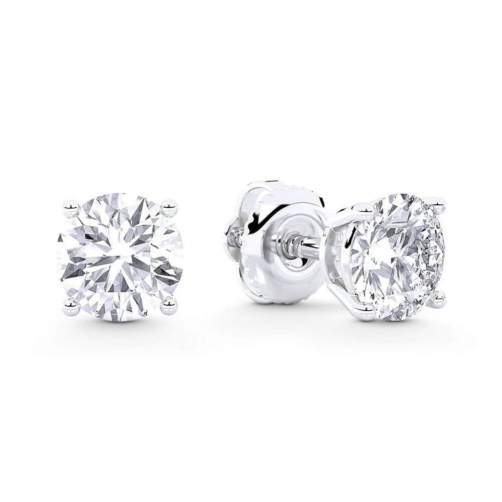 3.00ct Lab Grown Diamond Round Brilliant 4-Prong Stud Earrings in 14k White Gold